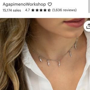 Lightning bolt dainty silver necklace brand new